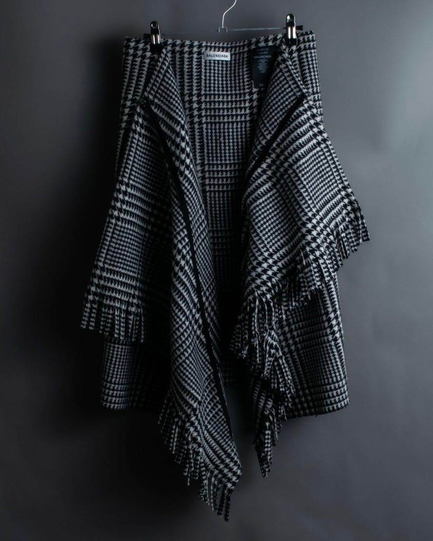 “BALENCIAGA  18AW” Virgin wool  plaid wrapped skirt