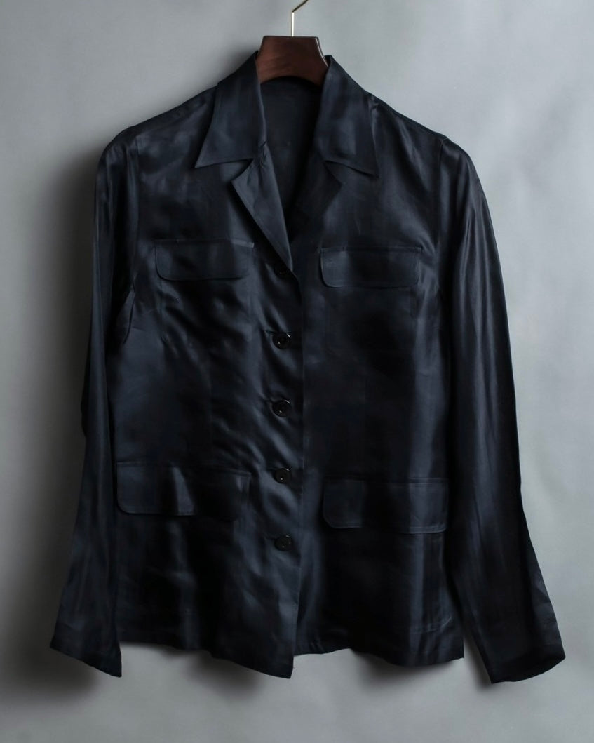 "BALENCIAGA" Silk sheer box designed shirt