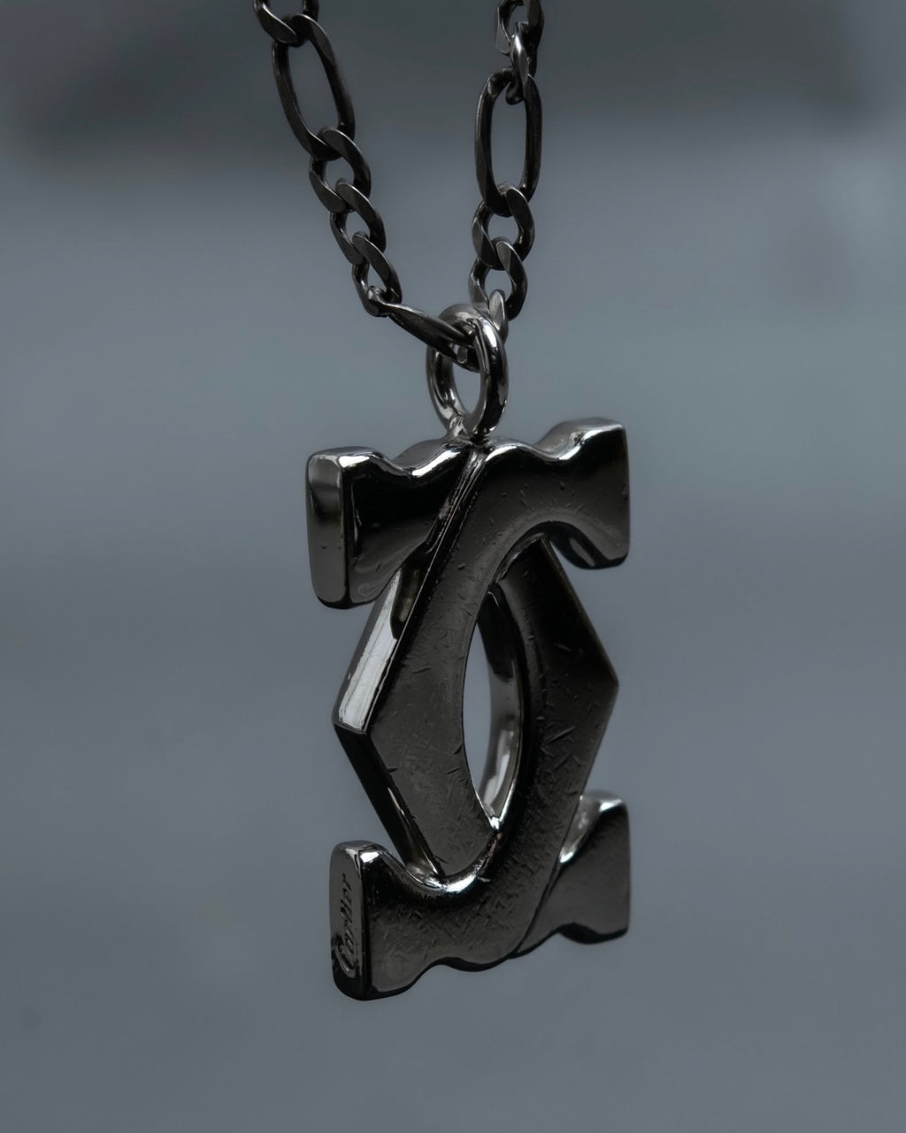 "Cartier" 925 silver logo motif necklace