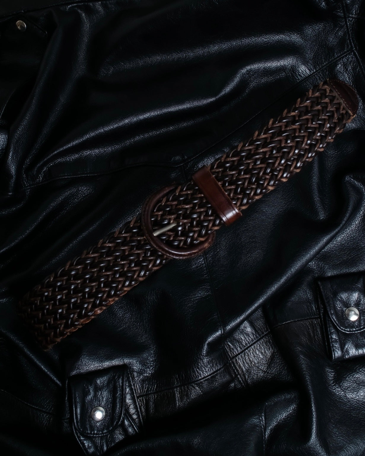 Marble Sewn Leather Belt