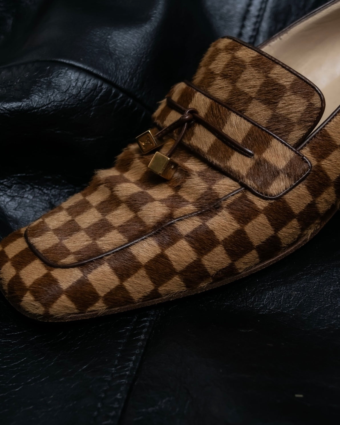 "Louis Vuitton" Damier designed unborn calf loafer