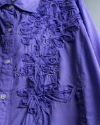 “Vintage” flower embroidery jewel designed viscose shirts