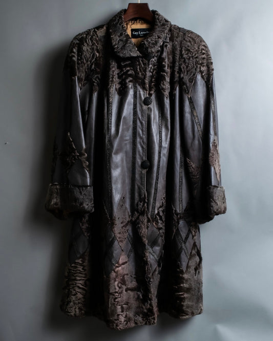 "Guy laroche" vintage real fur leather coat