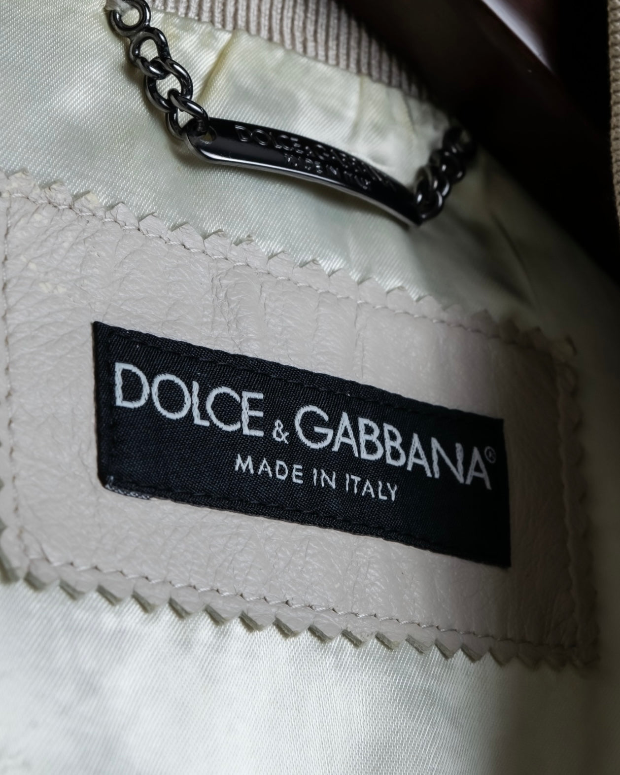 "Dolce & Gabbana" Leather mesh off-white blouson