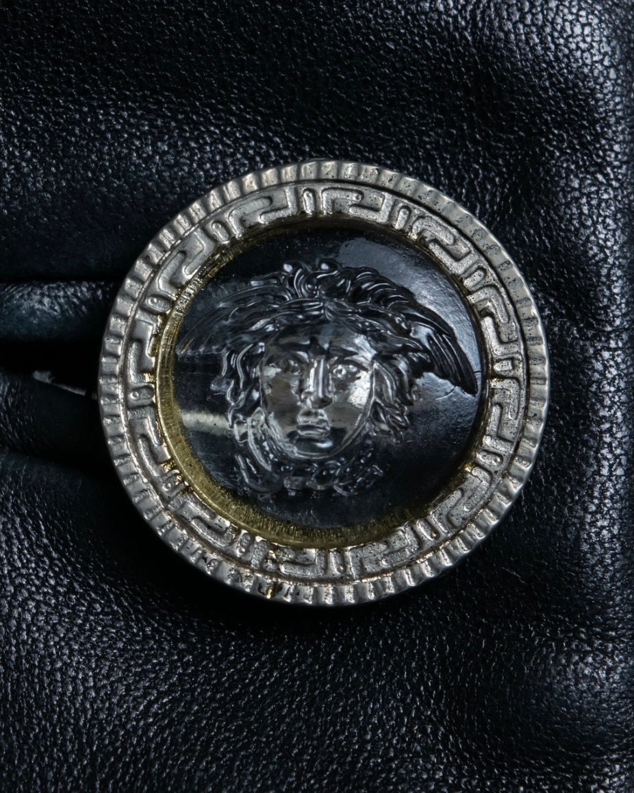 Versace Thick Silhouette Luxury Leather Coat