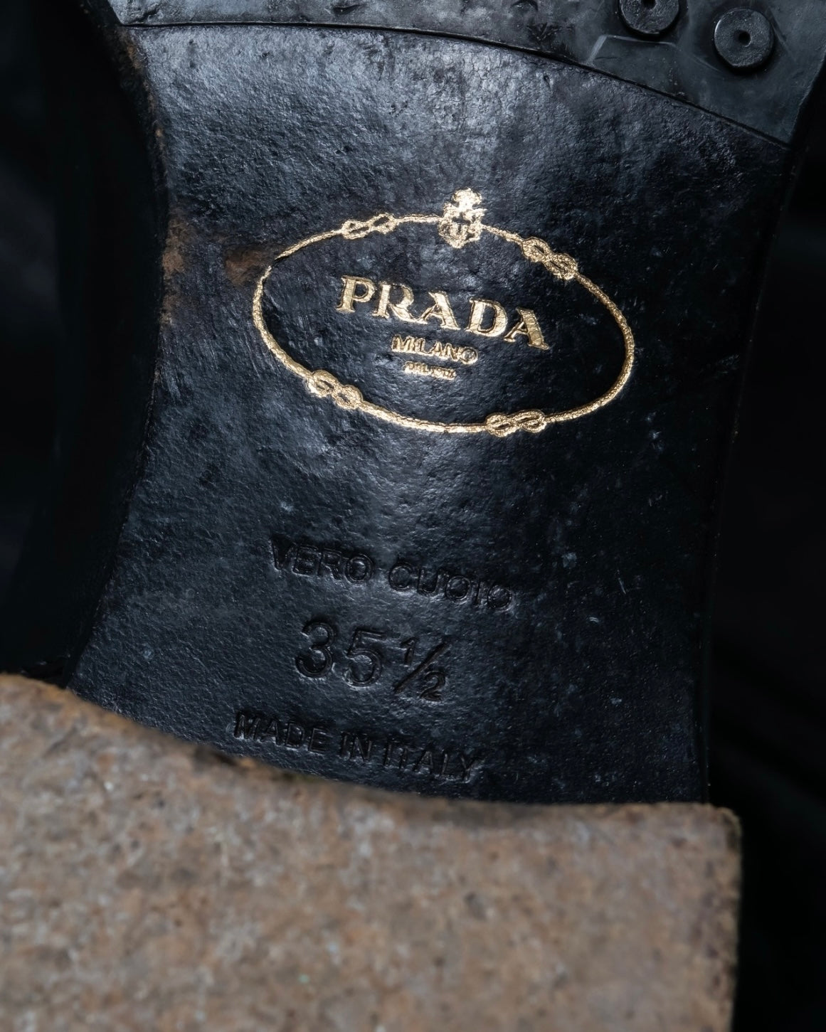 "PRADA" engineered leather boots
