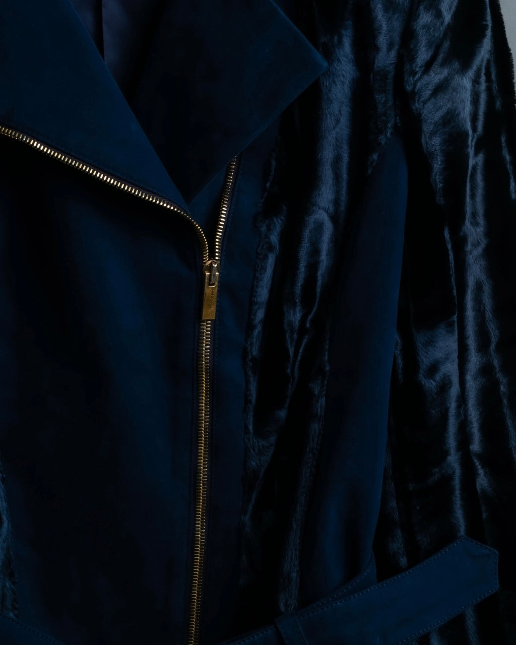 "BLUMARINE" fur combination riders jacket