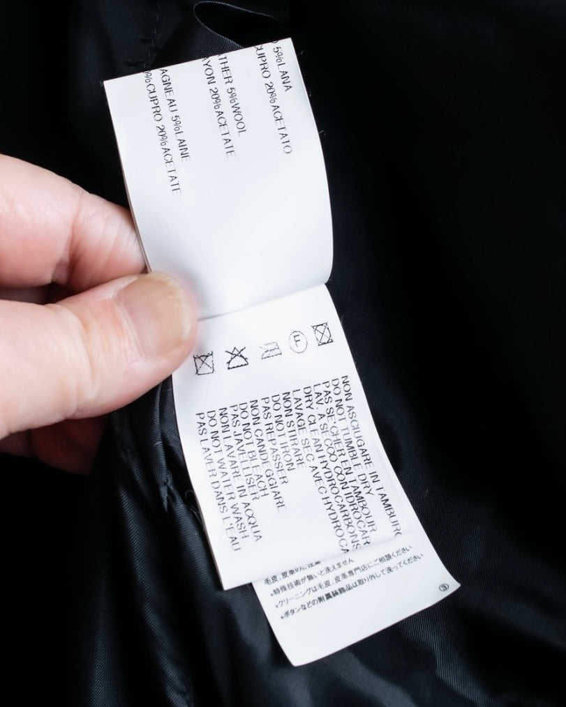 “Rick Owens” lamb leather classic biker jacket with high funnel