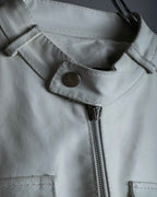 Double zip white leather single riders jacket