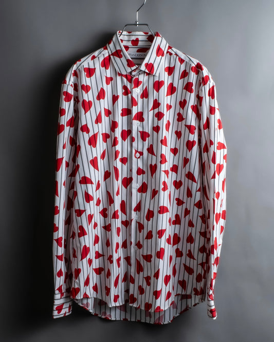 “JW Anderson” heart pattern designed stripe shirt