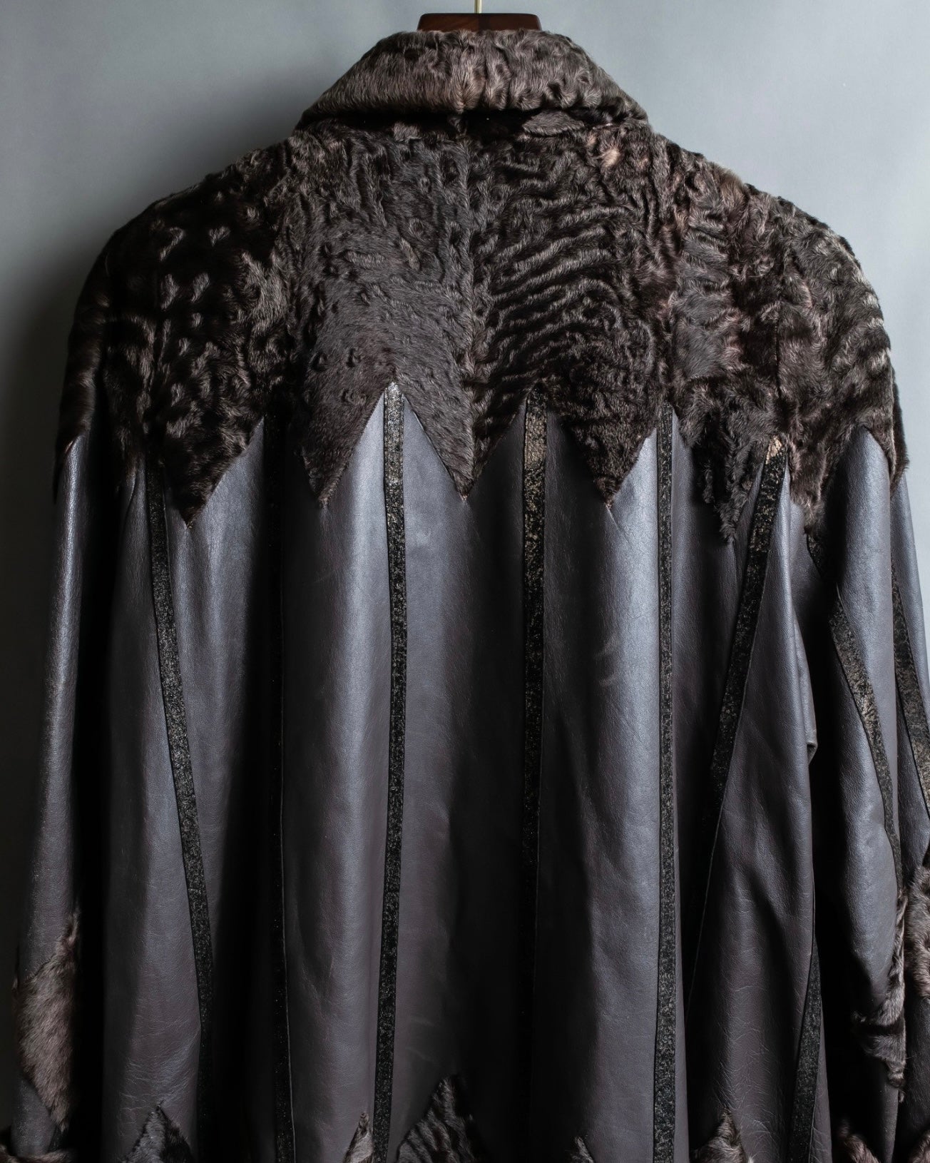 "Guy laroche" vintage real fur leather coat