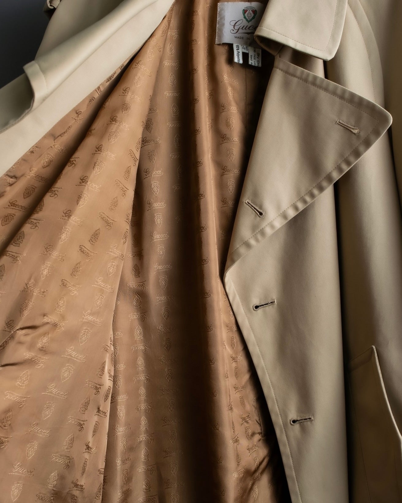 "GUCCI 70-80's" Big collar design oversize design trench coat