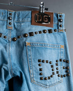 "DOLCE &amp; GABBANA" various studded distressed denim