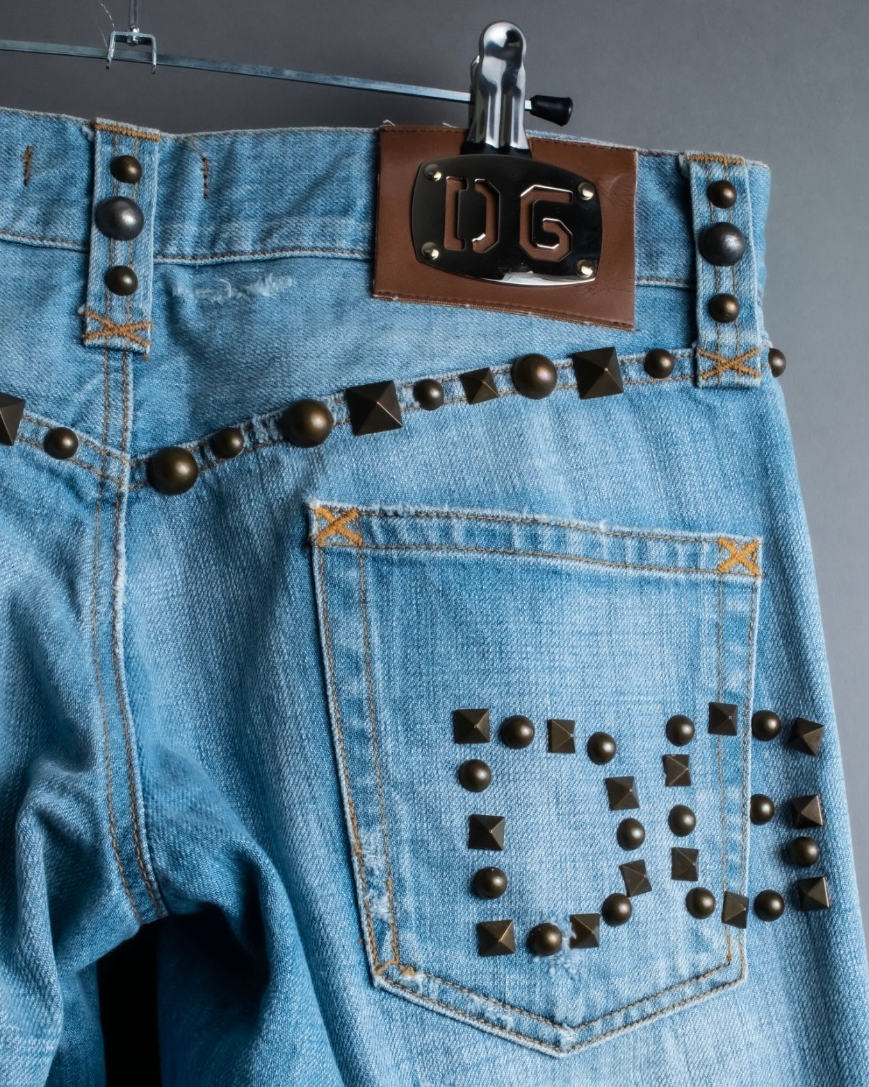 "DOLCE &amp; GABBANA" various studded distressed denim