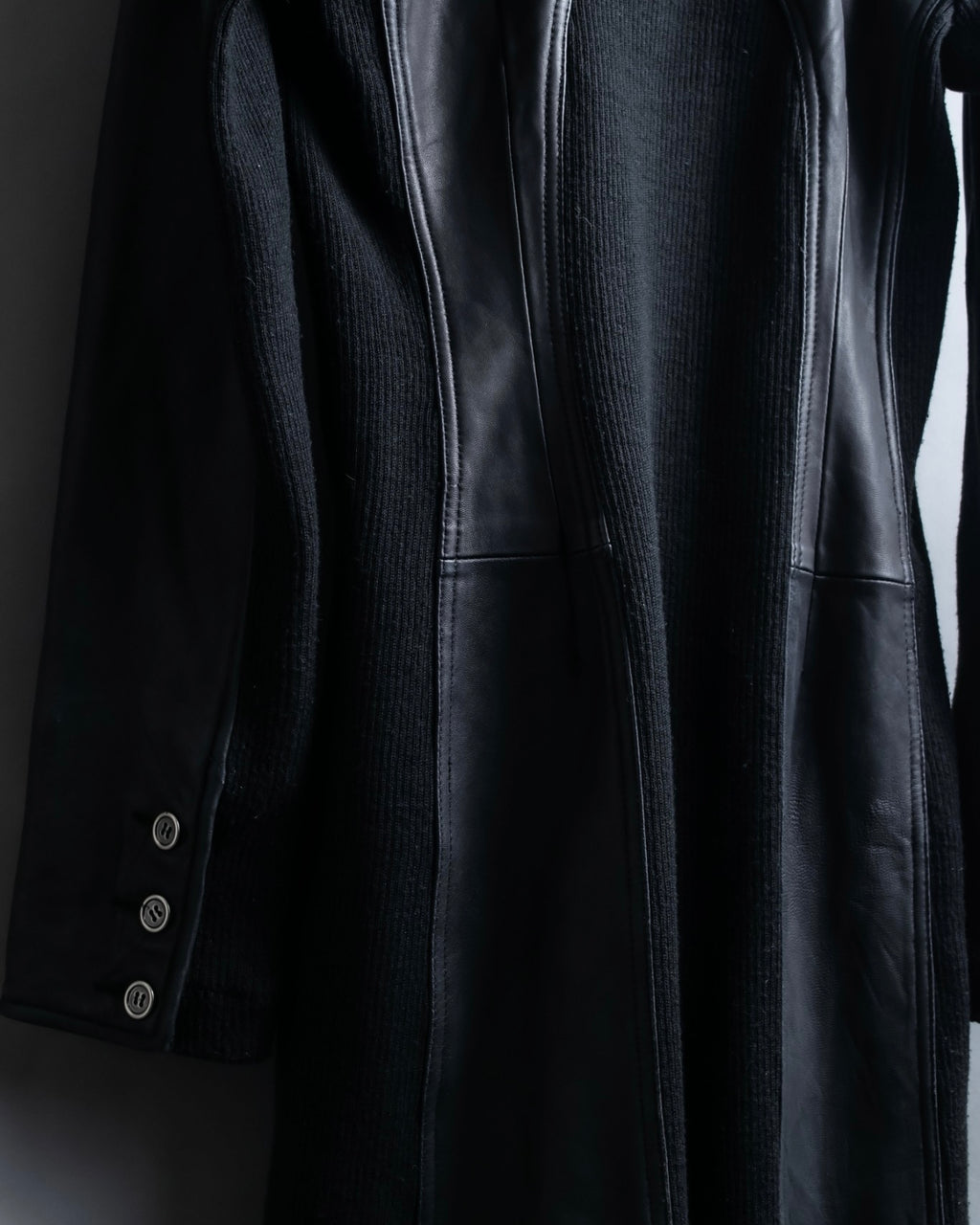 Vintage Leather x CORDUROY combination trench coat