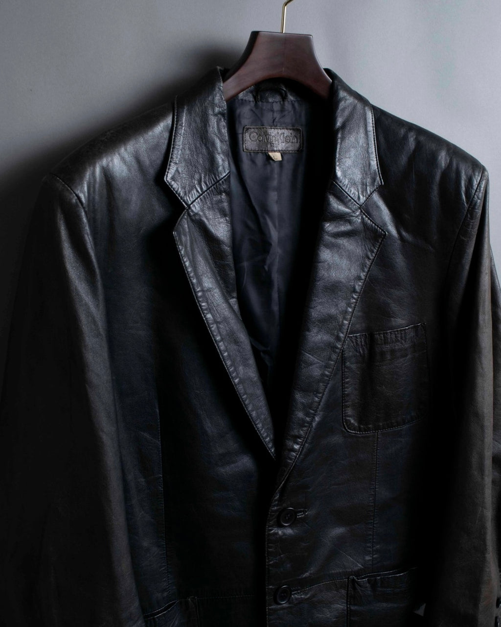 "Calvin Klein" Faded leather tailored jacket