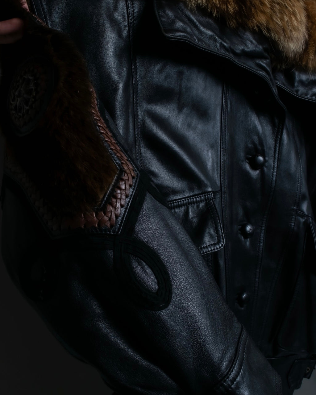 Vintage racoonfur leather blouson