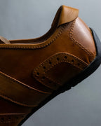 "PRADA" brown leather sports shoes