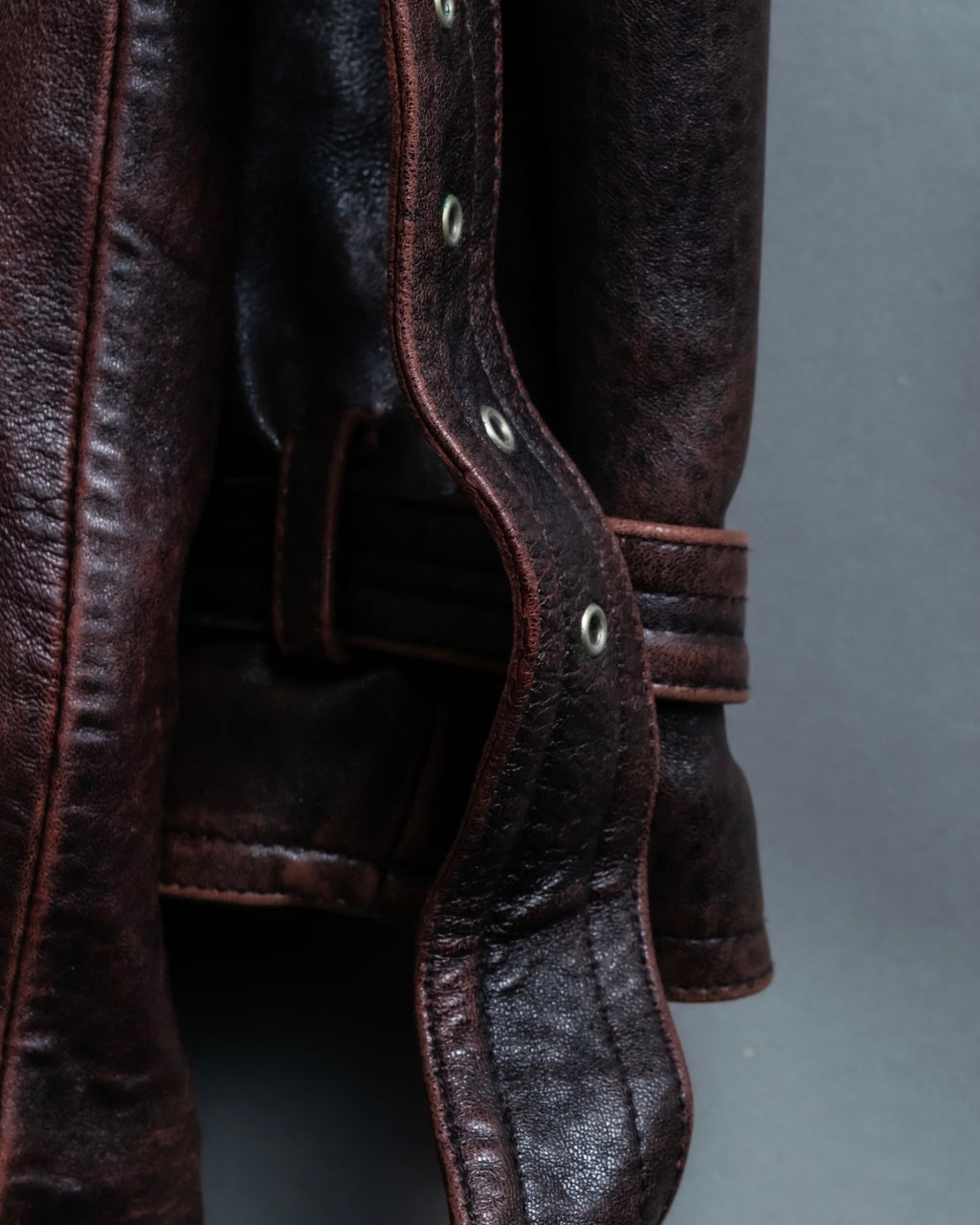 Vintage Thick Leather Red Trench Coat