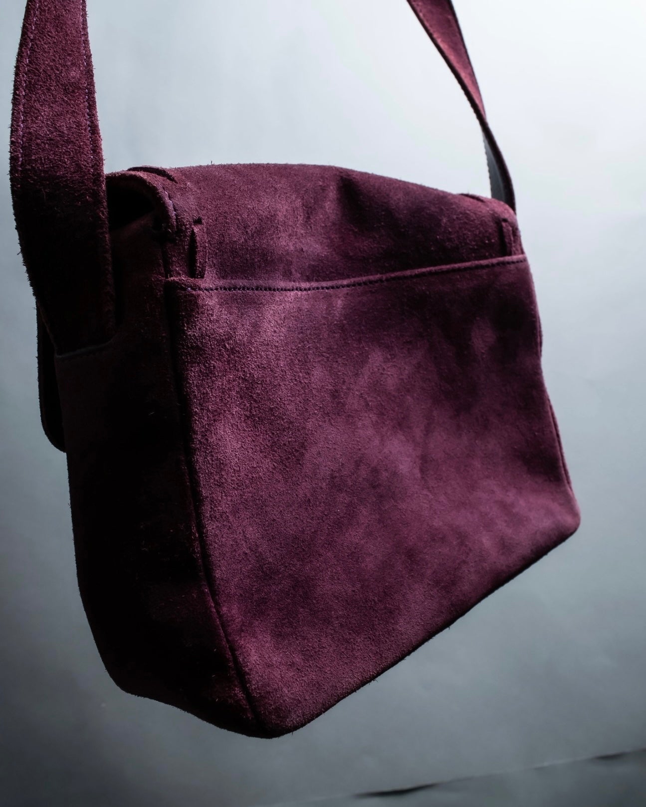 "CELINE" Purple red gradient suede shoulder bag