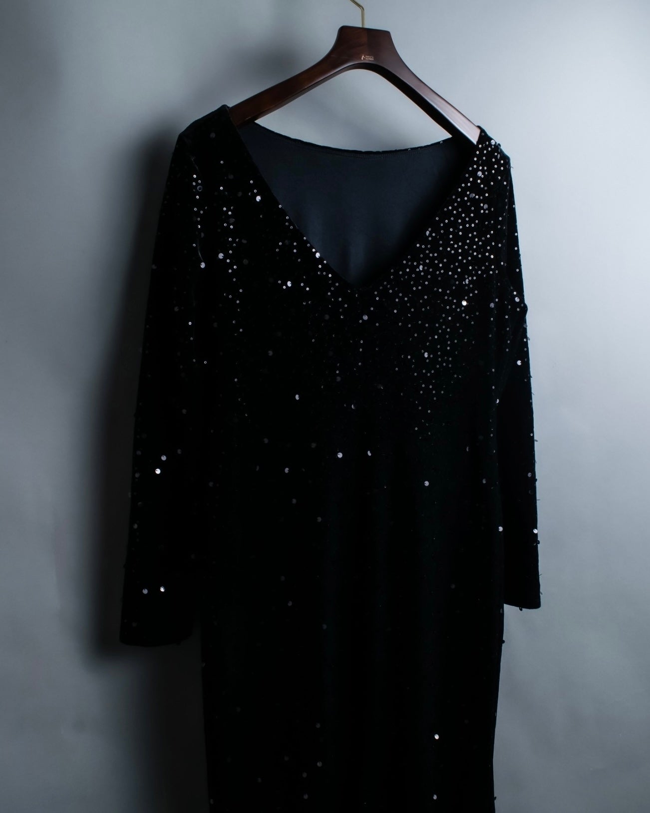 Vintage super long velor sequin dress