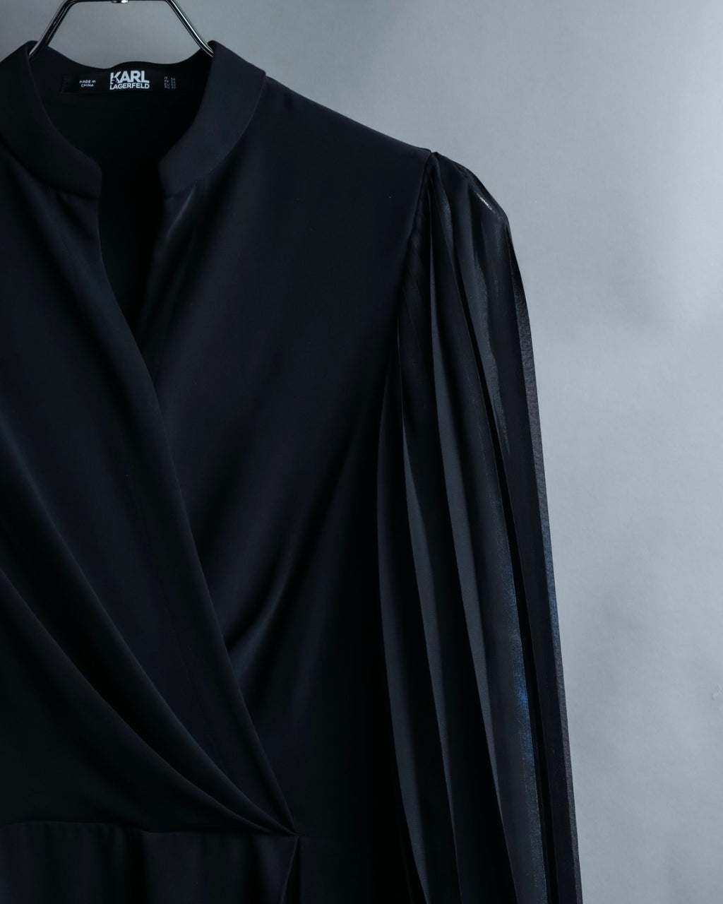 “Karl Lagerfeld” pleats designed stand collar summer dress