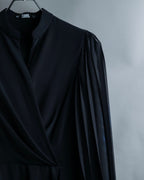 “Karl Lagerfeld” pleats designed stand collar summer dress