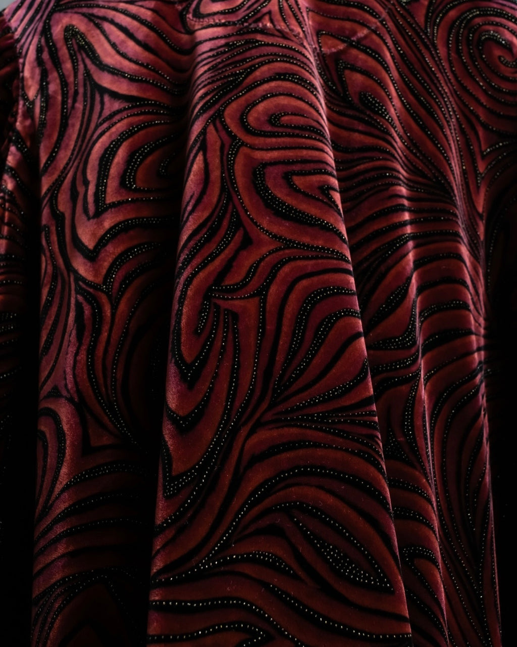 Wave Pattern Velor Stand Collar Shirt Jacket