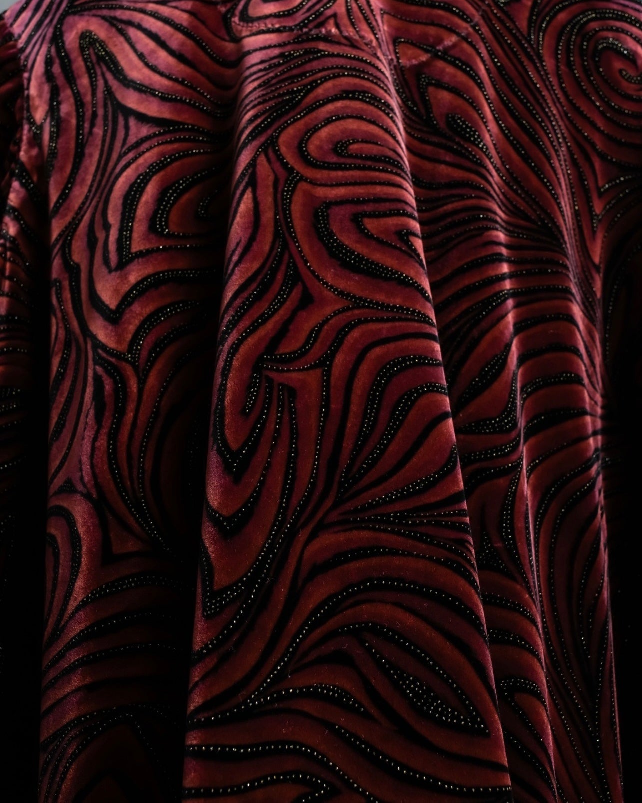 Wave Pattern Velor Stand Collar Shirt Jacket