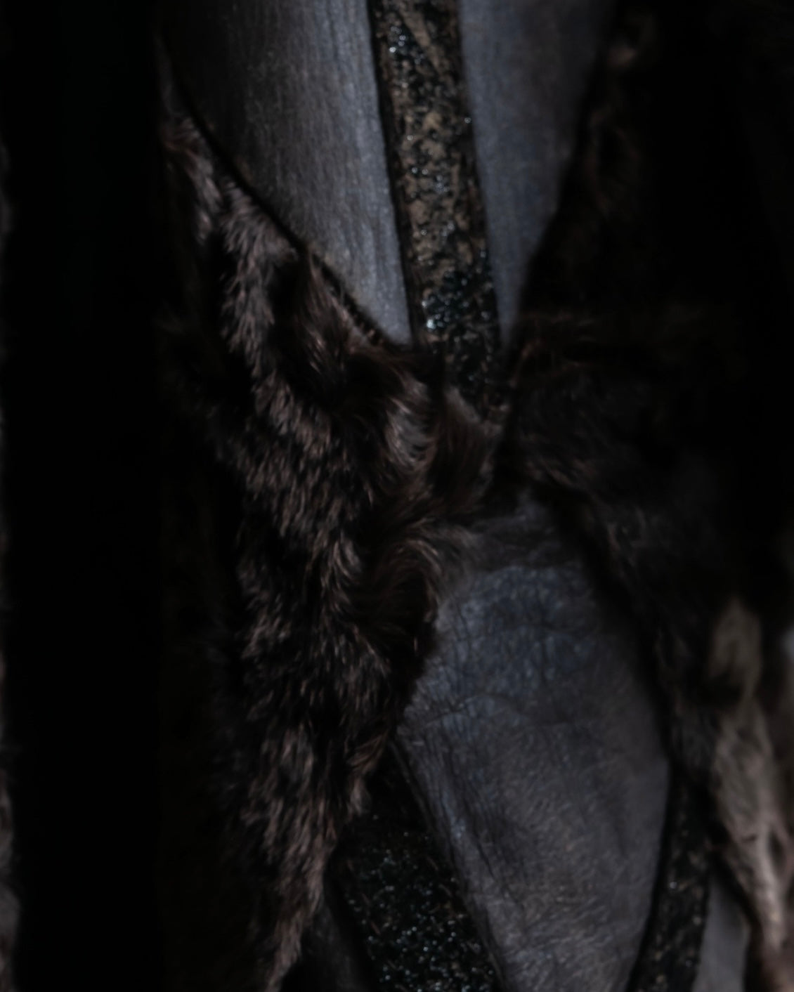 "Guy laroche" vintage real fur leather coat