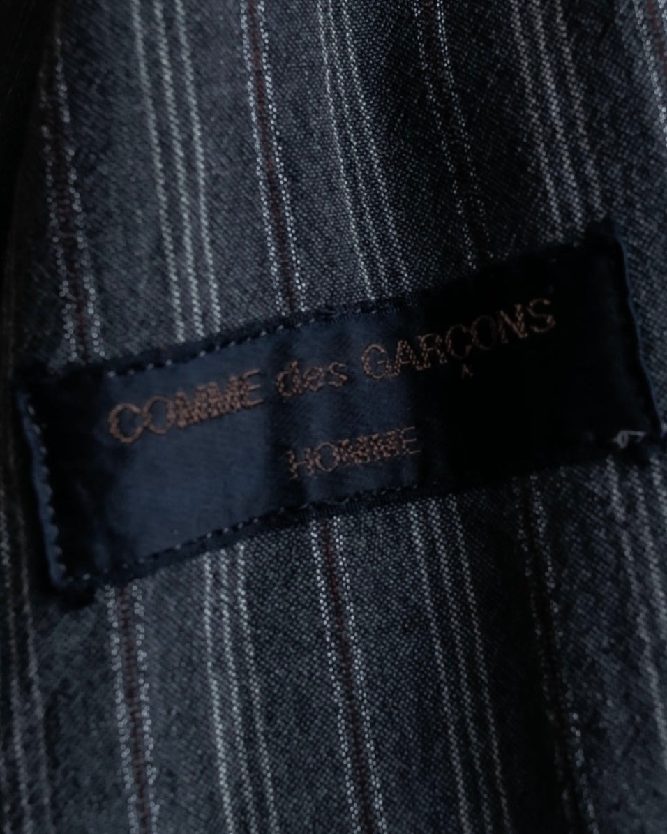 "Comme des Garcons Homme" distressed zip-up striped blouson