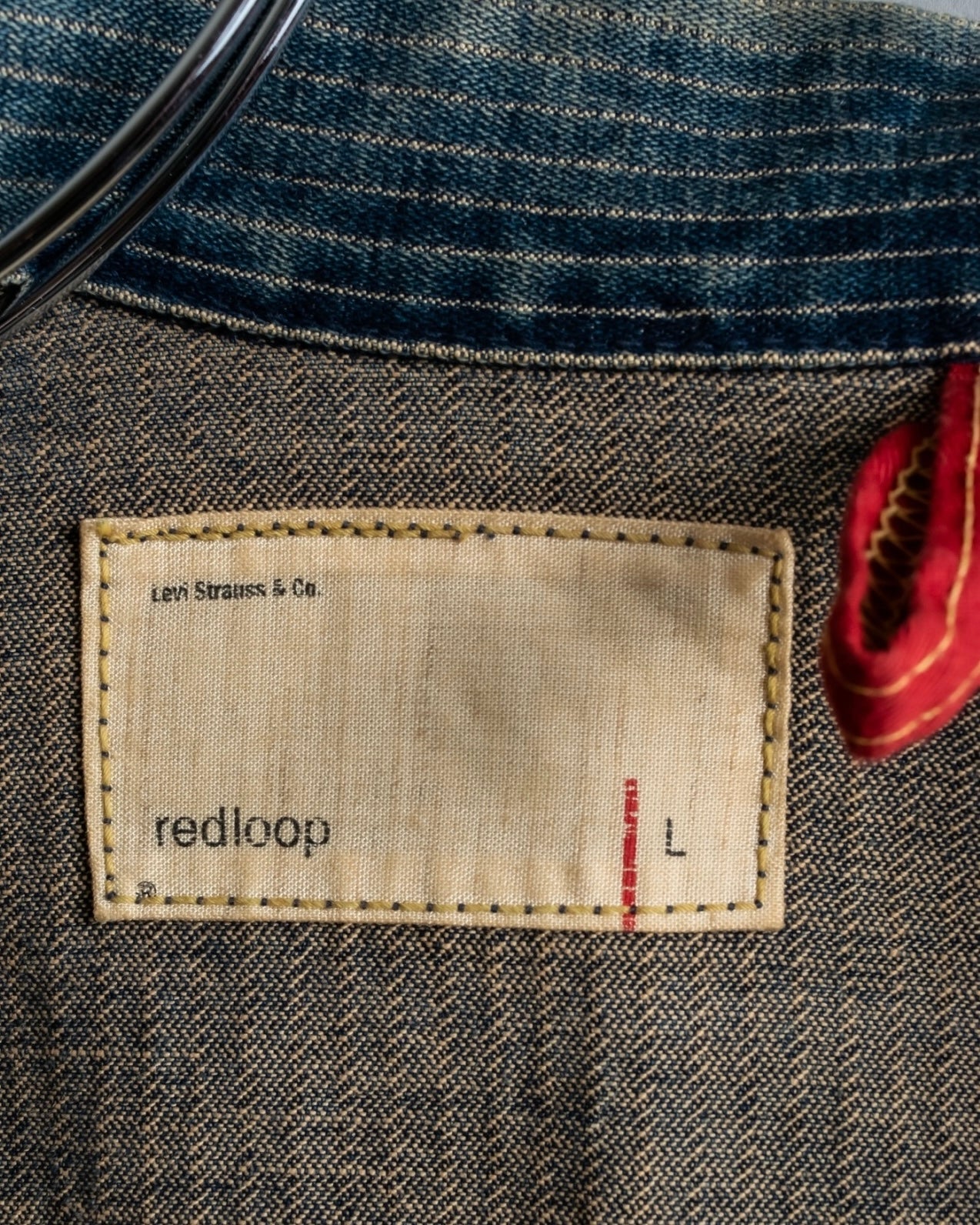 "Levi's Redloop" Aging process pencil stripe denim jacket