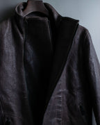 "EMPORIO ARMANI" grained lamb leather double zip jacket