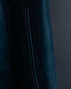 "COACH" light blue faded leather coat