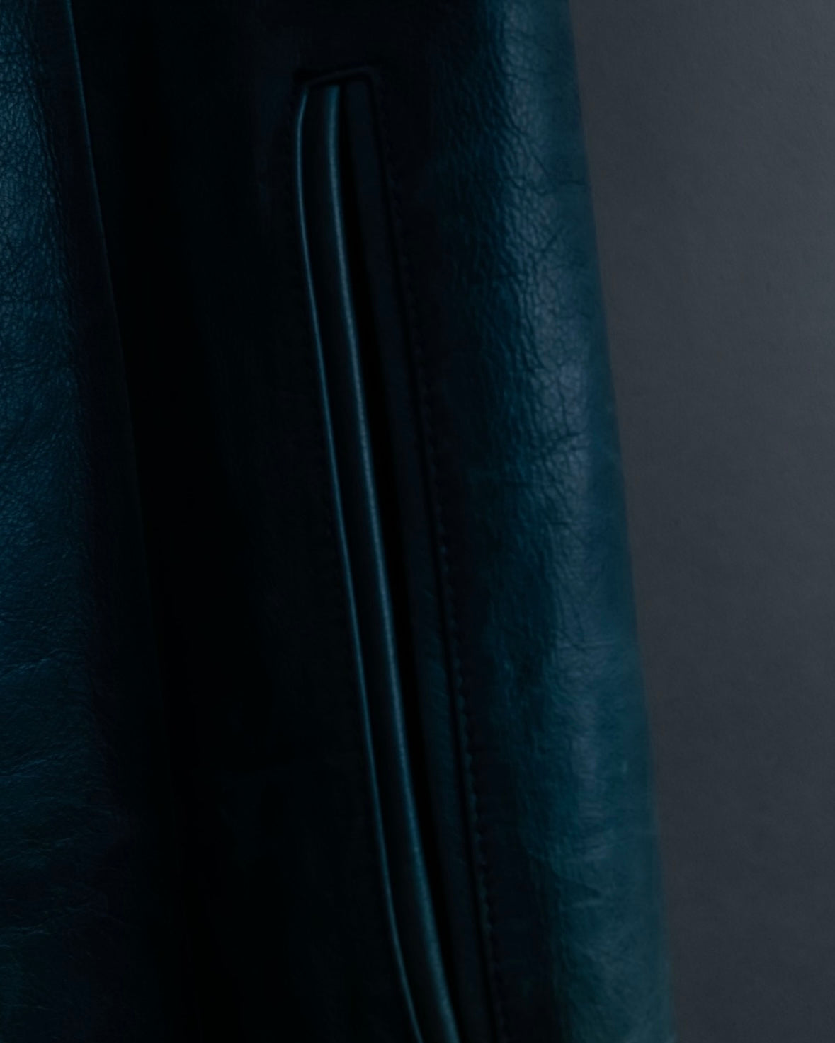 "COACH" light blue faded leather coat