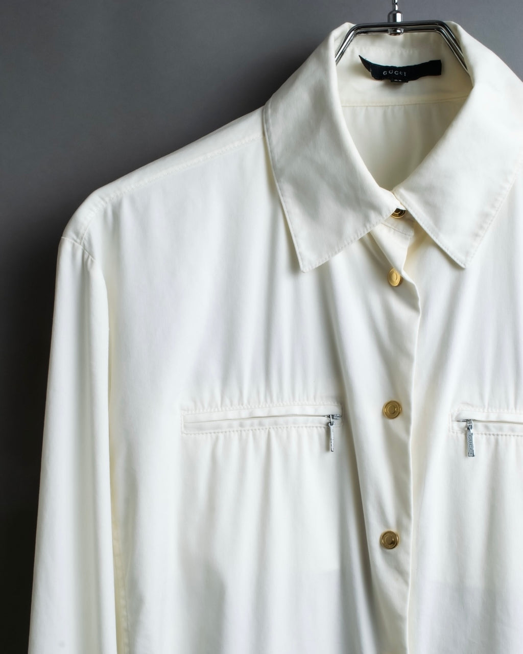 "GUCCI" zip pocket designed gold buttons shirt