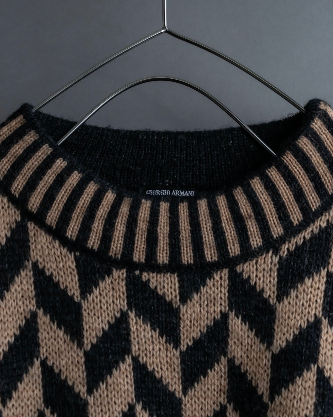 "GIORGIO ARMANI" Geometric pattern rib wool knit