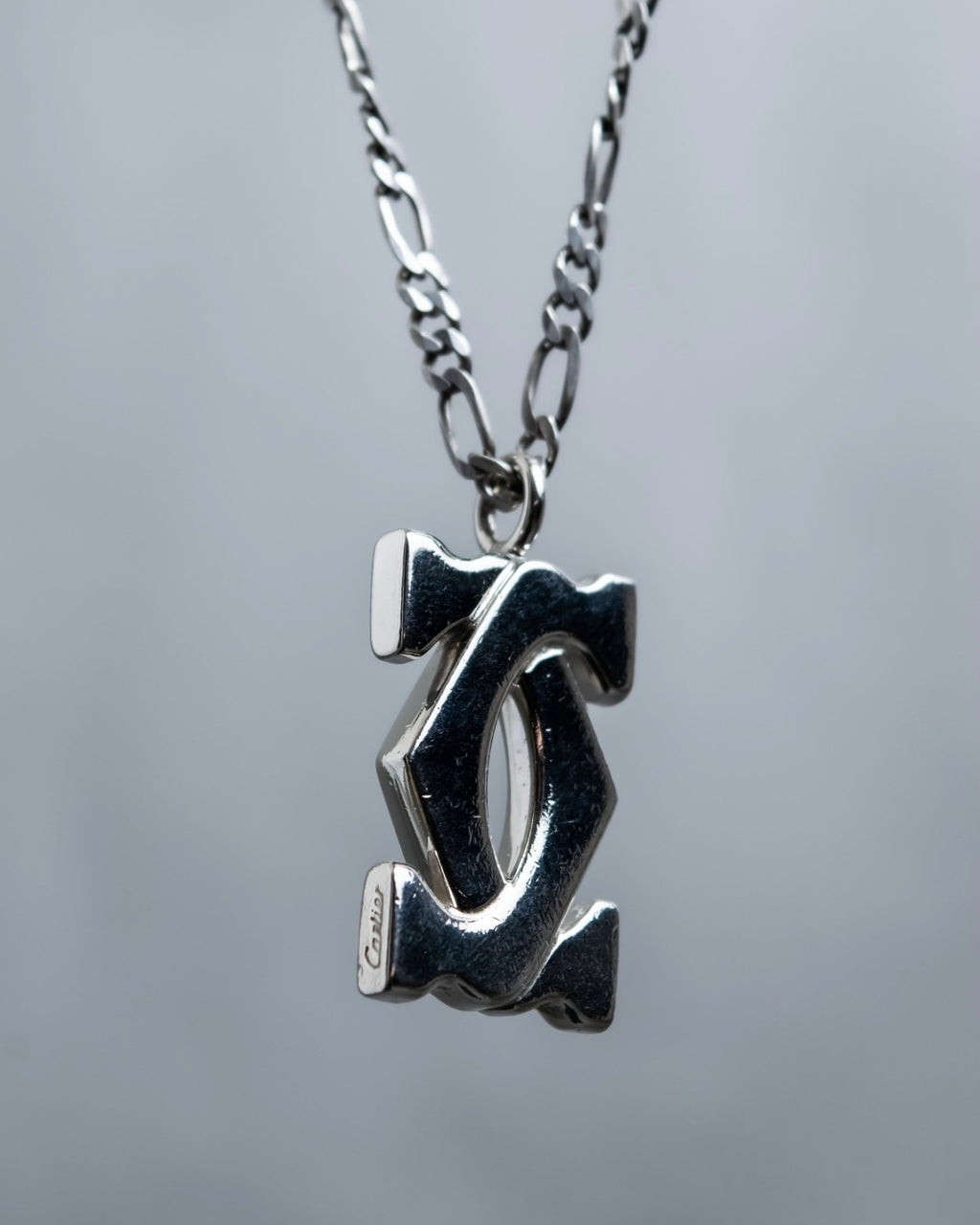 "Cartier" 925 silver logo motif necklace