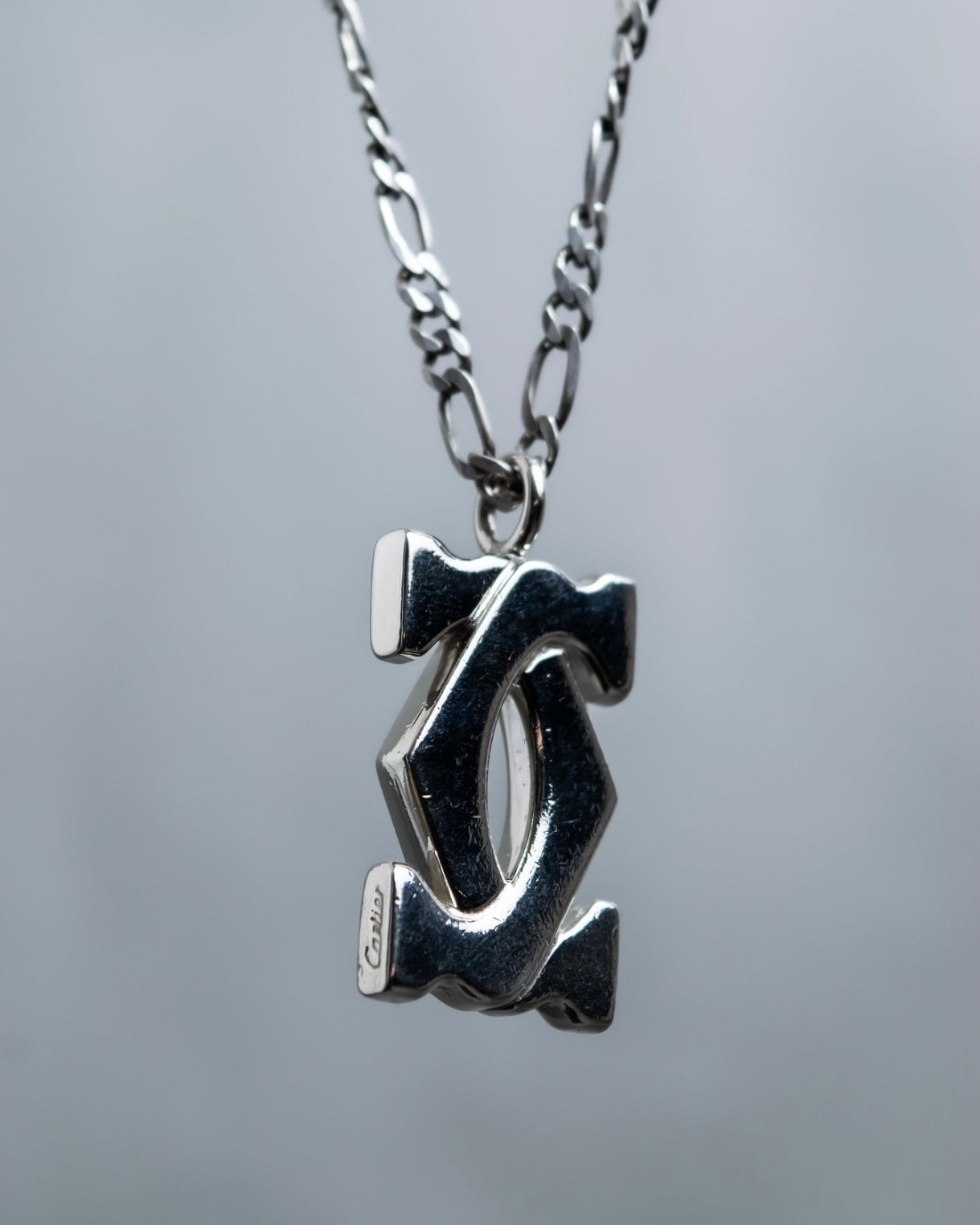 "Cartier" 925 silver logo motif necklace