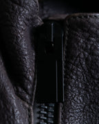 "EMPORIO ARMANI" grained lamb leather double zip jacket