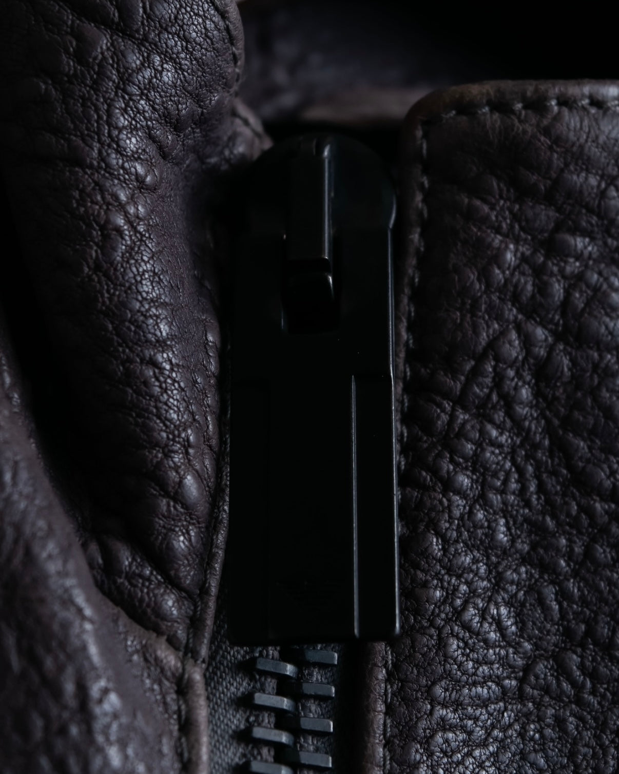 "EMPORIO ARMANI" grained lamb leather double zip jacket