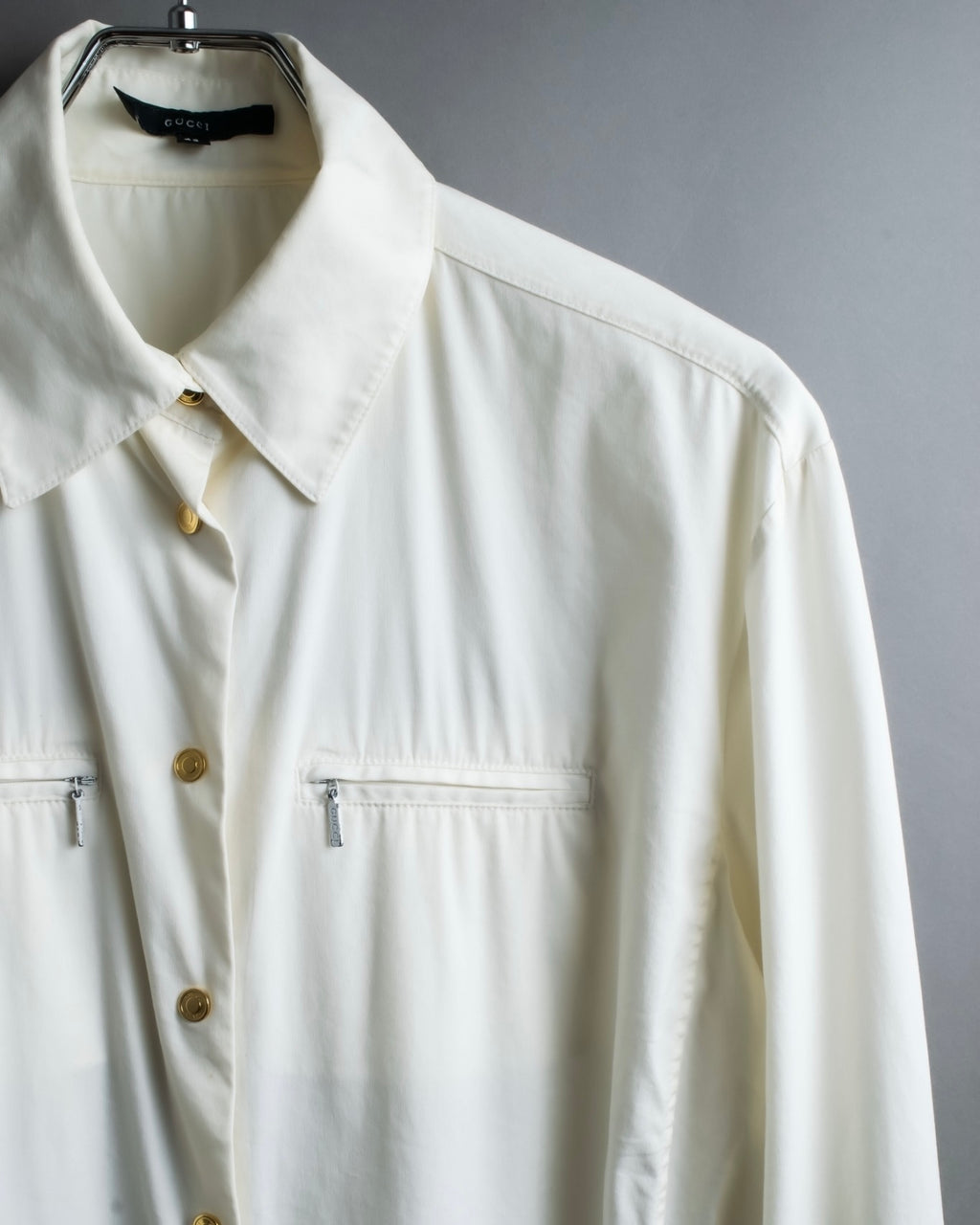 "GUCCI" zip pocket designed gold buttons shirt