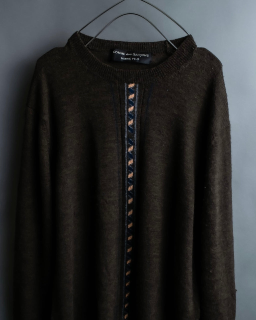 "COMME des GARCONS HOMME PLUS (1997-98's )" Spiral print design dark brown knit