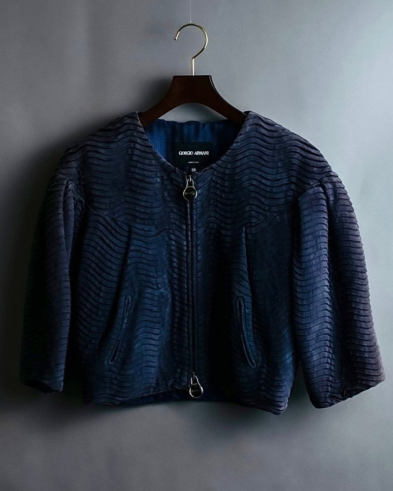 "GIORGIO ARMANI" Silk gill processing double zip spring short jacket