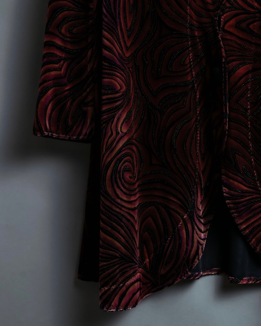 Wave Pattern Velor Stand Collar Shirt Jacket