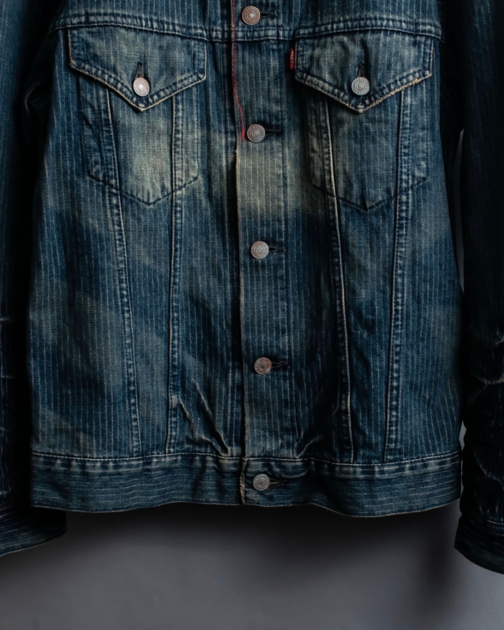"Levi's Redloop" Aging process pencil stripe denim jacket