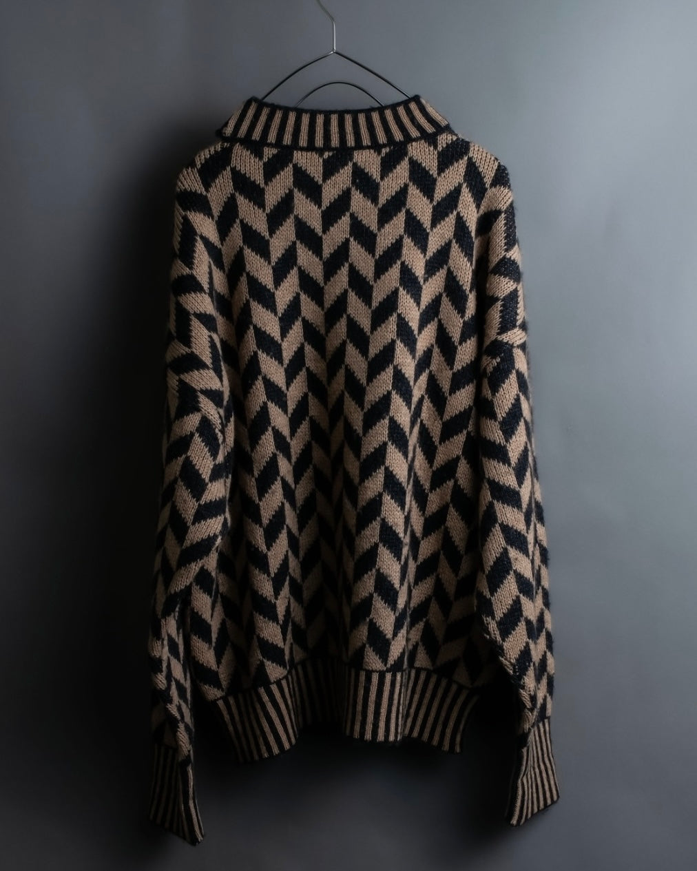 "GIORGIO ARMANI" Geometric pattern rib wool knit