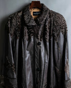 "Guy laroche" vintage real fur leather coat