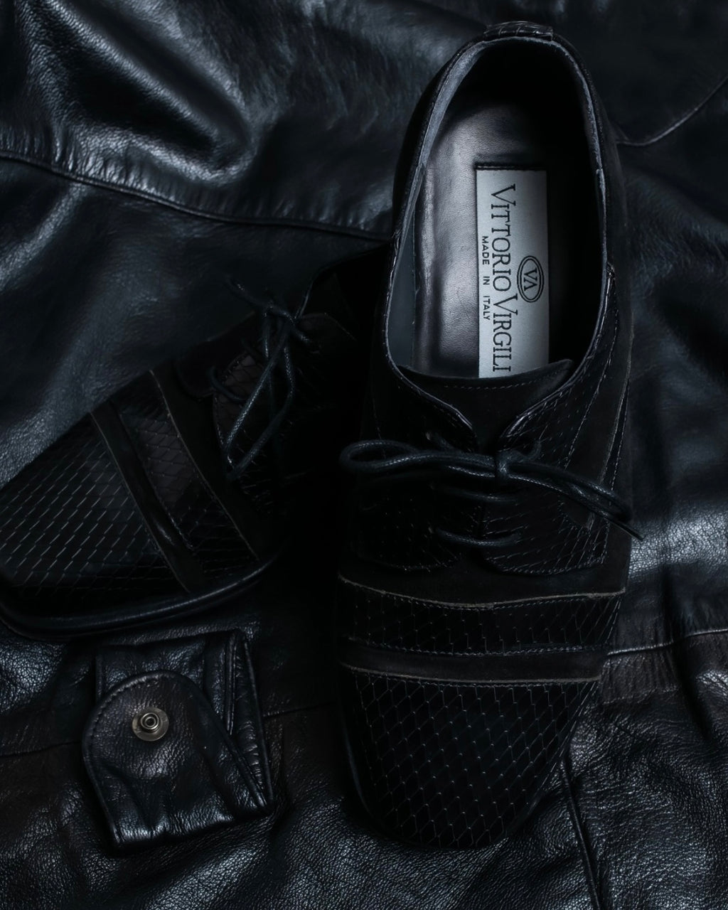 Python leather combination loafers