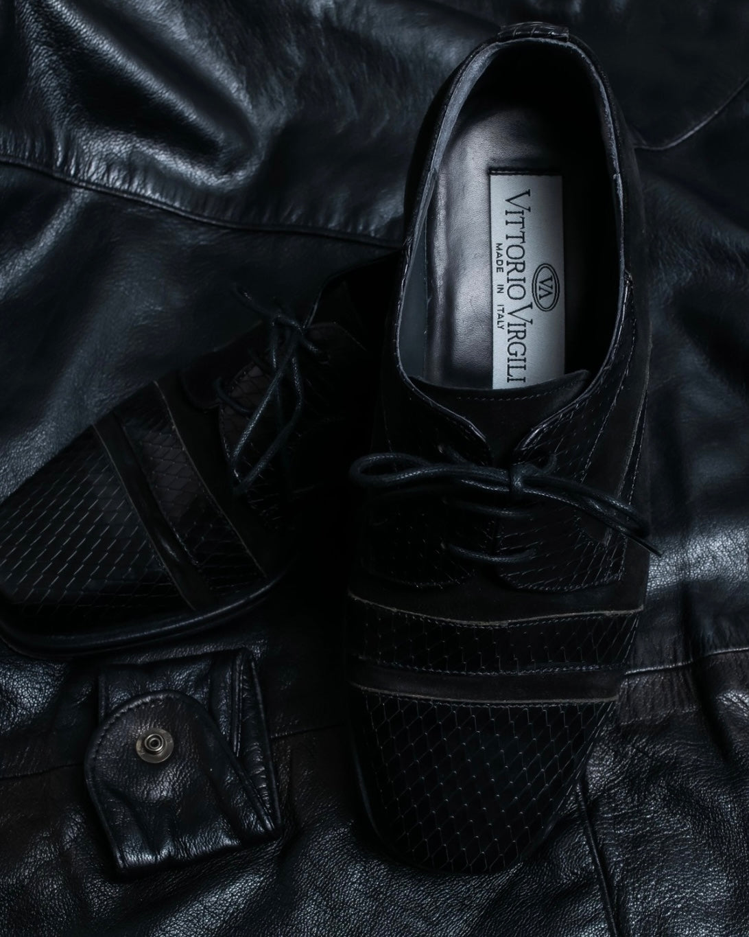 Python leather combination loafers